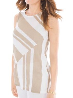 Travelers by CHICO’s Wheat Mesh Tank in Tan/White Size 1 — MINIMALIST VIBES!!!